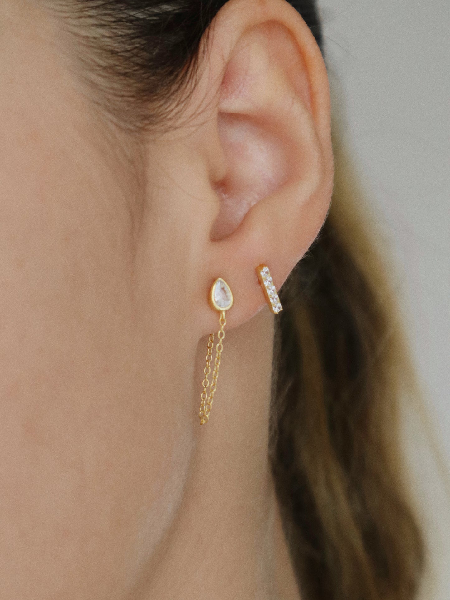 gold drop chain earrings