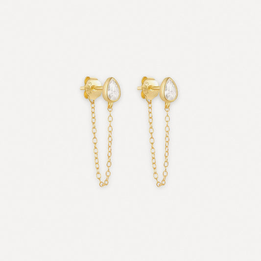 gold drop chain earrings